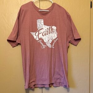 Love in Faith mauve pink Faith, Family,  Graphic Tee with Texas Floral Design 3X